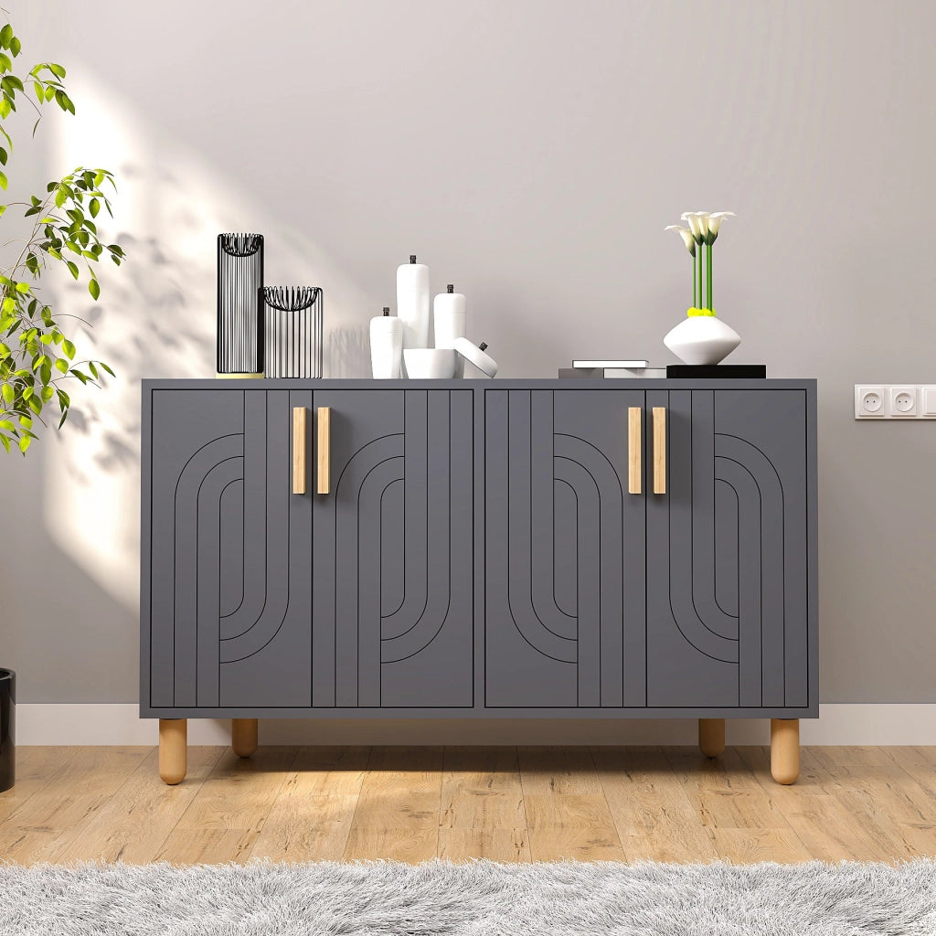 Credenza in legno "Rodney" - 120 x 30 x 74 cm - Grigio antracite