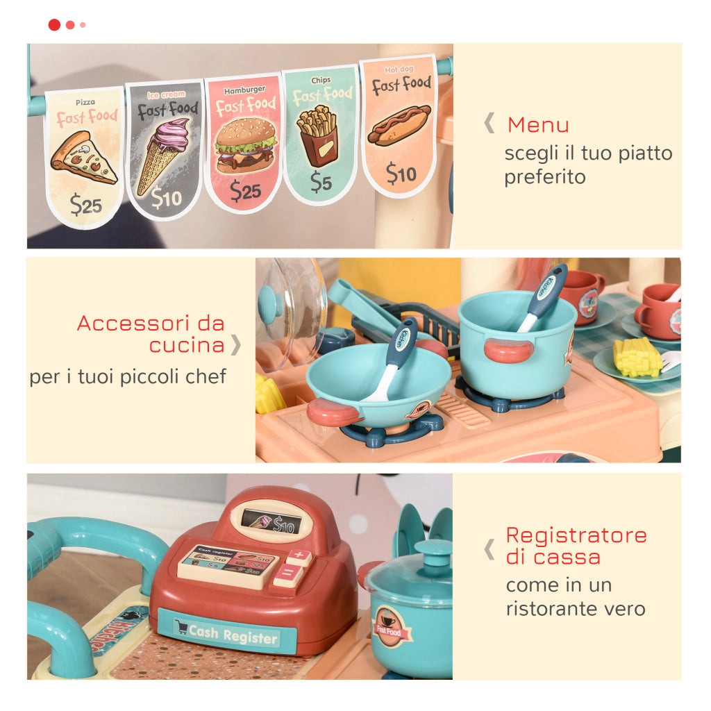 Cucina Giocattolo per Bambini con Accessori ¨C Zephmum ¨C 79.5x33x90.5cm