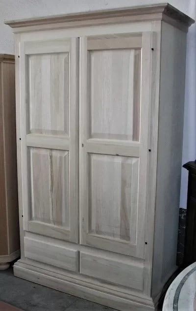 Armadio 2 porte cappello dritto legno grezzo 125x61x200 - Mobili 2G