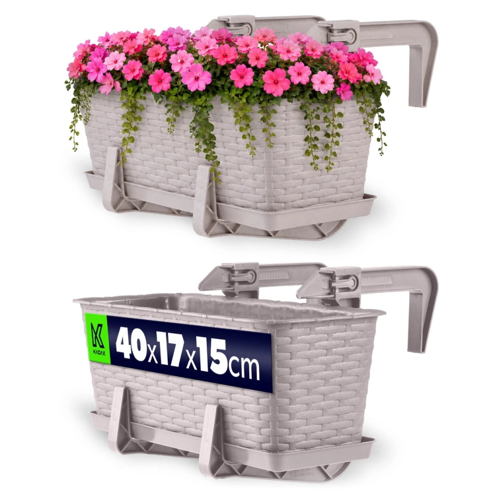 Fioriera da balcone KADAX con supporto, 40 cm + manici