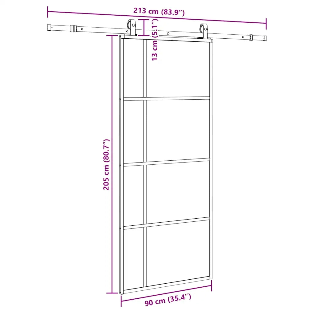 Porta Scorrevole con Ferramenta Nera 90x205 cm in Vetro ESG 3375950