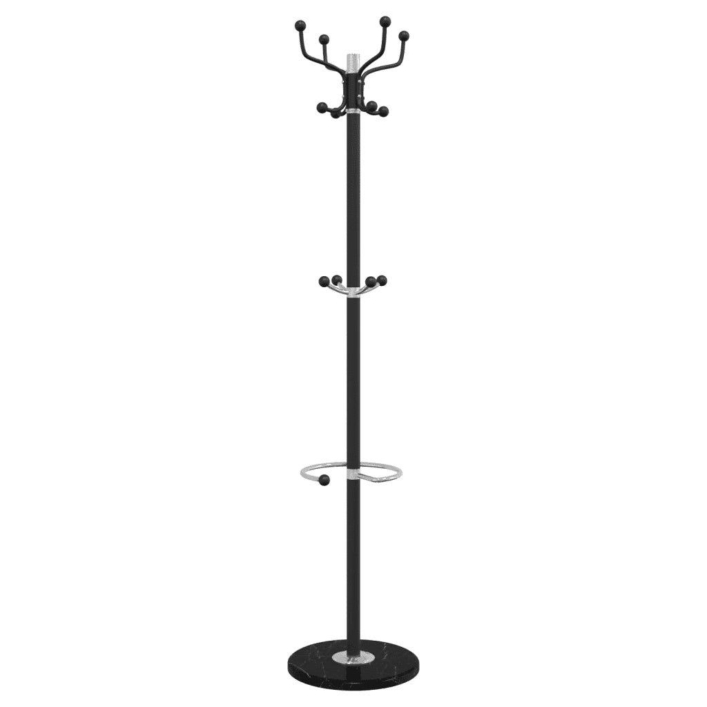 Appendiabiti da terra con portaombrelli nero 180 x 37 cm stabile pratico stile contemporaneo in ferro nero 02_0047599