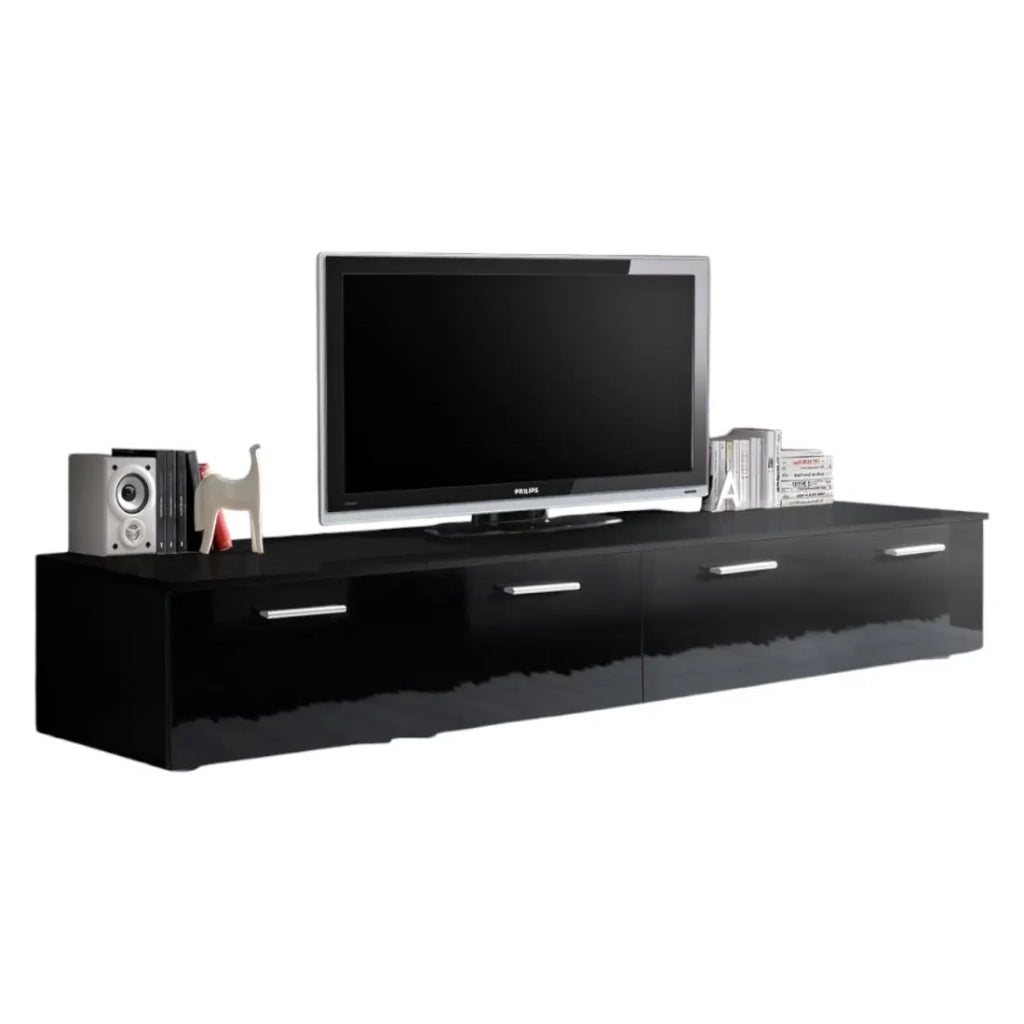 Mobile TV 200cm Collezione COMET. Colore nero. 2 ante a ribalta.