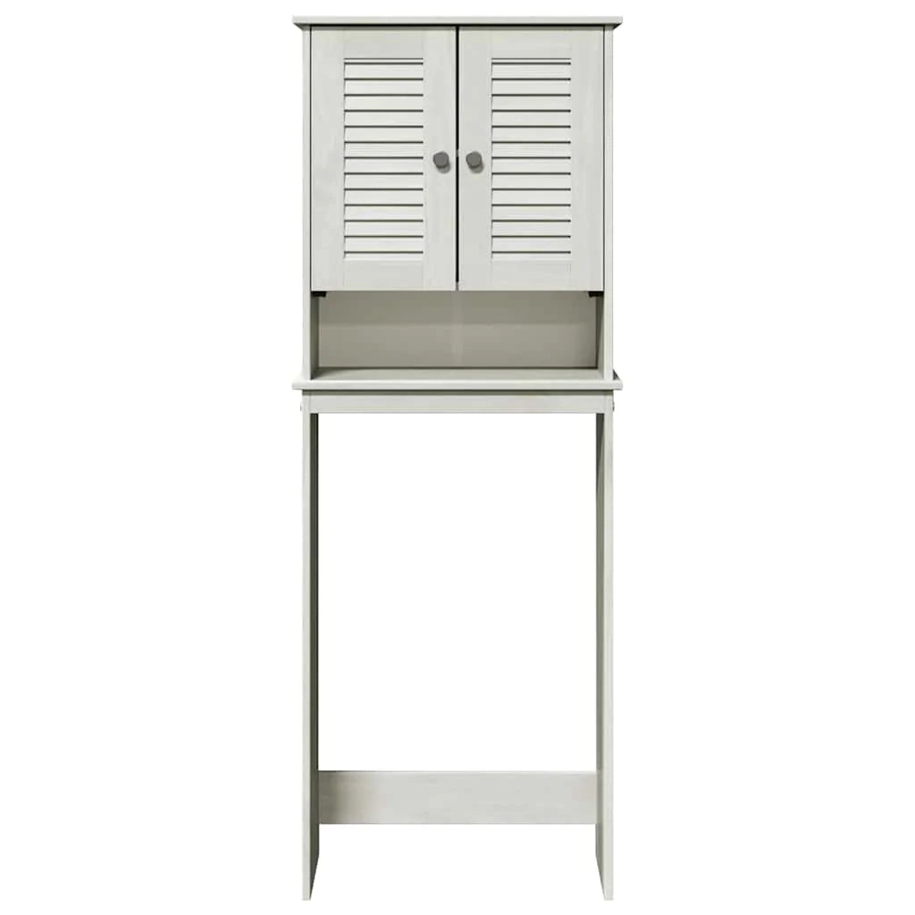 Mobiletto sopra il WC dal design moderno 60 x 27 x 161 cm con 3 ripiani salvaspazio in legno di pino bianco 02_0057920