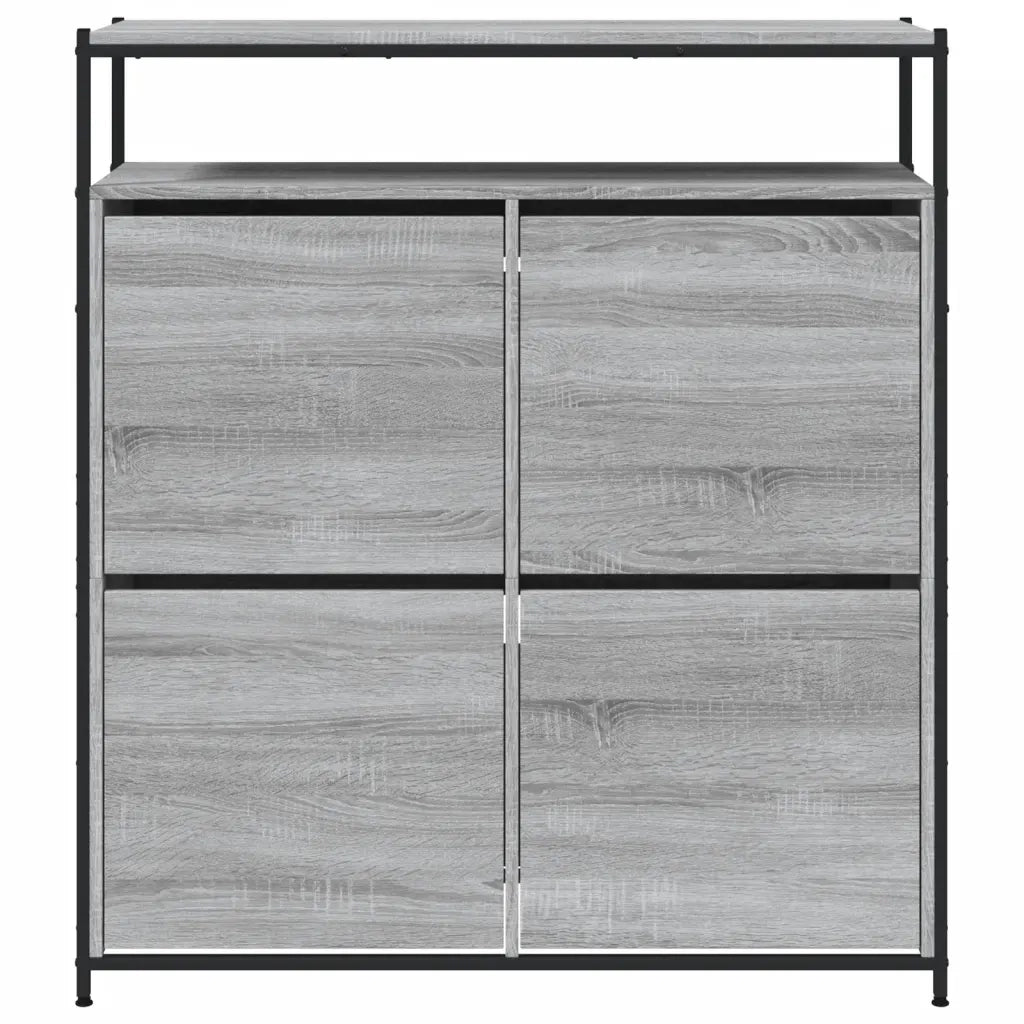 Scarpiera 4 Cassetti Ribaltabili-Scaffale per scarpe Grigio Sonoma 100x34x112 cm