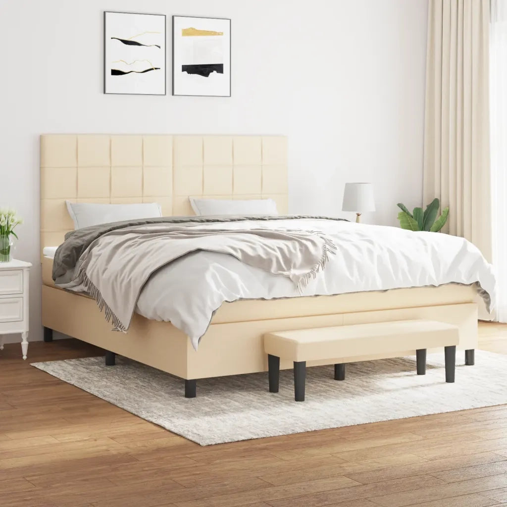 Giroletto a Molle con Materasso Crema 160x200 cm in Tessuto 3136610