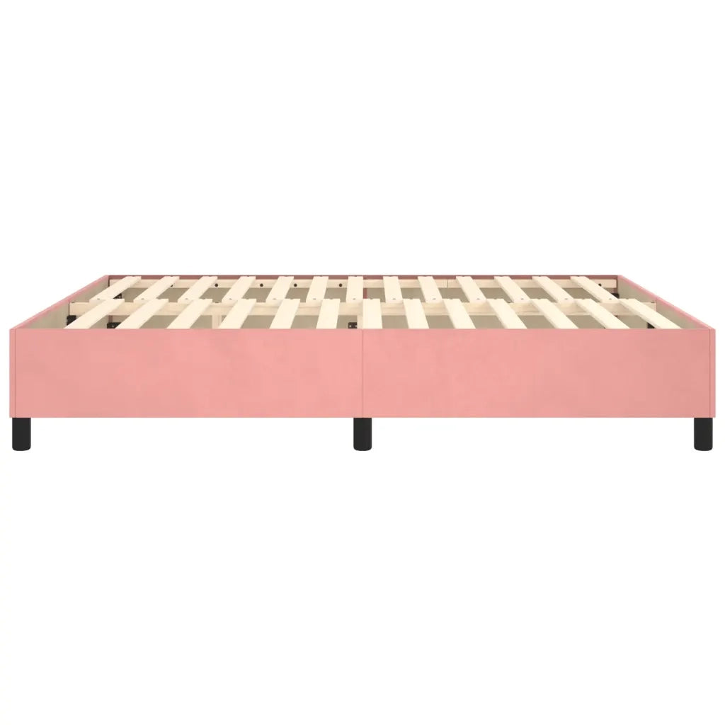 Struttura Letto a Rete a Molle-Giroletto Rosa 180x200 cm in Velluto 115452
