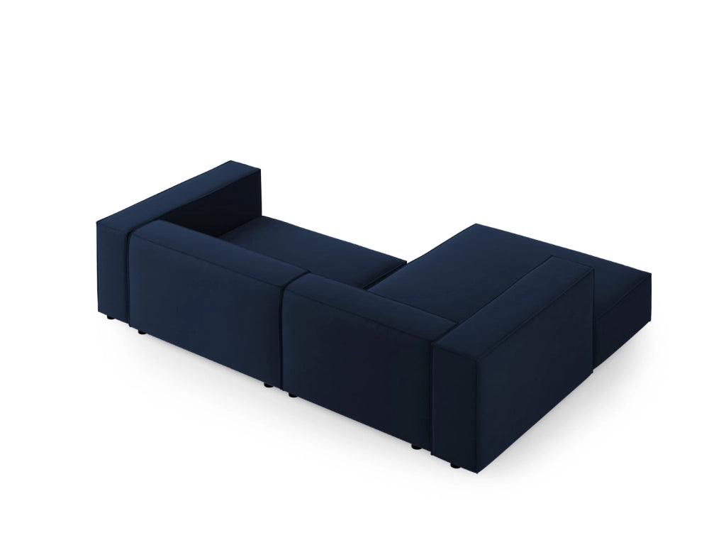 Cosmopolitan Design - Divano angolare sinistro "Arendal" 3 posti in velluto blu reale 