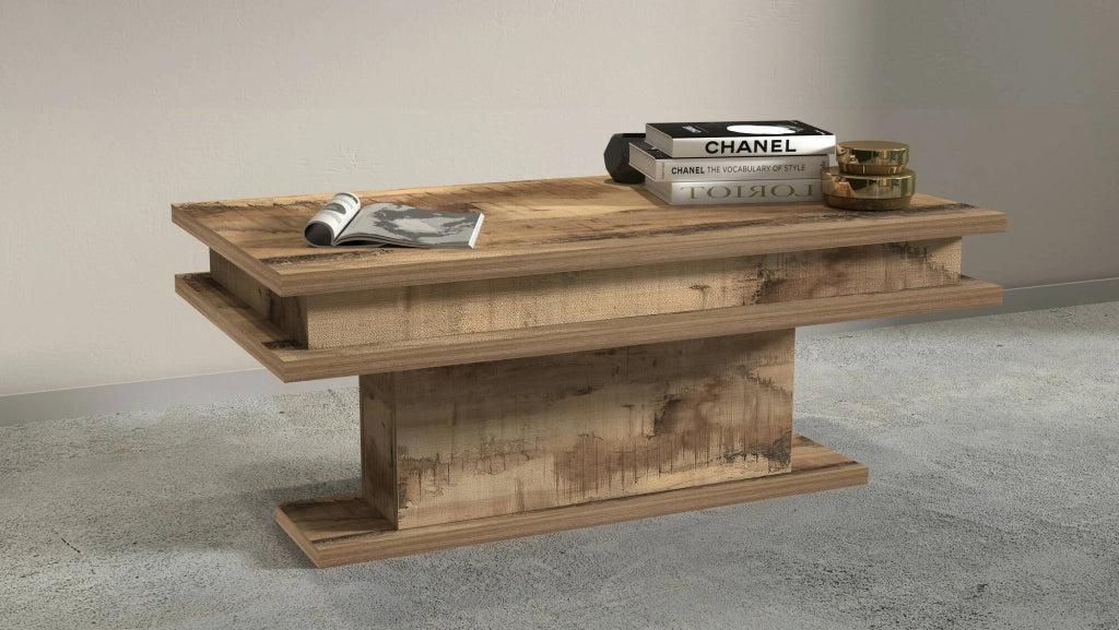Tavolino da salotto Iside, Tavolino soggiorno, Mobile portaoggetti basso, Tavolino da caffÒ¨, 100x55h42 cm, Acero