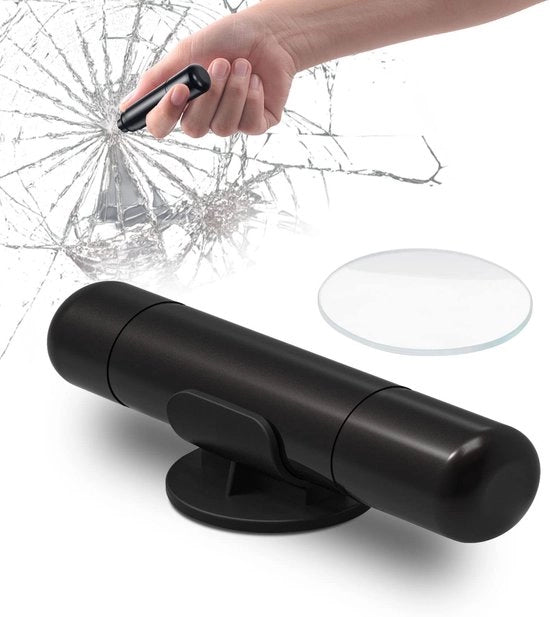 Noodhamer per auto - Snijder per cintura - Breve per emergenza - Modello compattibile - Nero - Breve per braccio - Utensile portatile per emergenze - Modello compatto