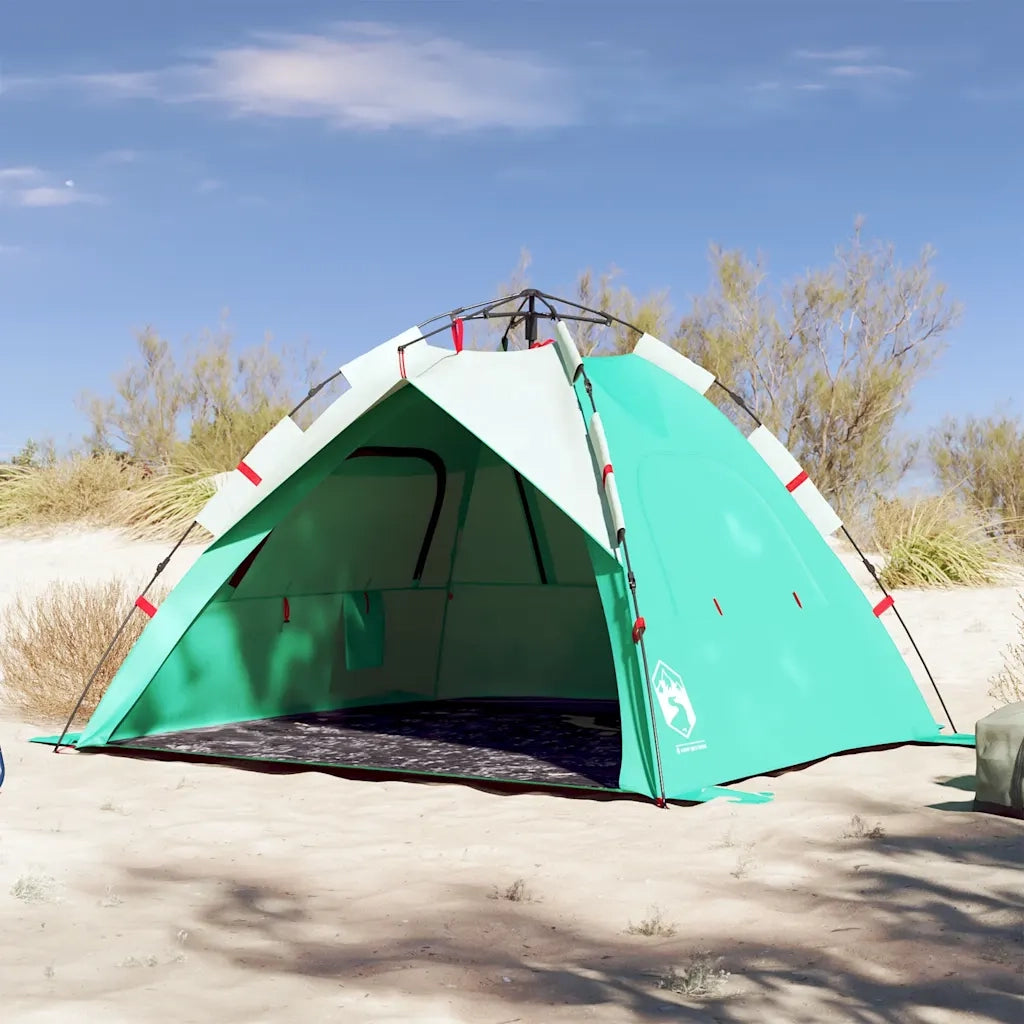 Tenda da Spiaggia 3 Persone-Tenda da campeggio Verde Rilascio Rapido Impermeabile 267145