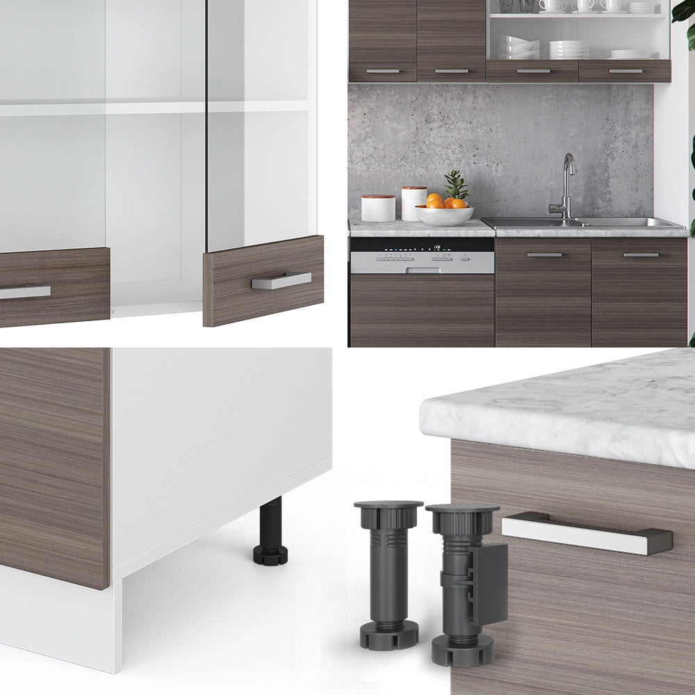 Vicco Cucina componibile Grigio prezioso/bianco 300 cm , PL Rovere