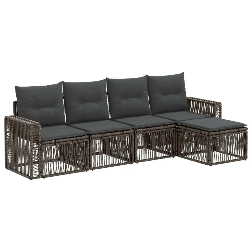 Set Divano da Giardino 5 pcs Grigio e Grigio Scuro polyrattan 3435110