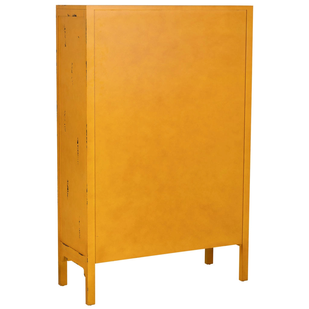 Armario de madera envejecido amarillo 96x40x150h cm