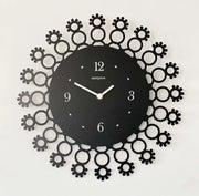 Orologio da Parete in Metallo Decoro Fiorellini Nero 32 cm