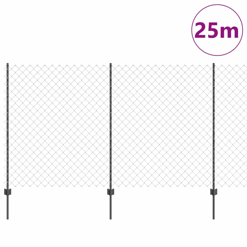 Recinzione a maglie con palo 25 x 1,4 m Grigio Rete 3336282