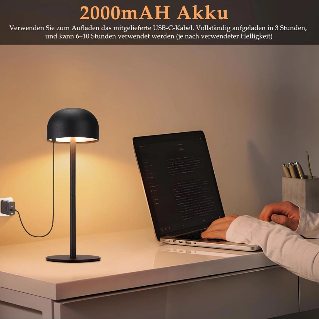 ZMH Lampada da tavolo LED nera wireless dimmerabile 3 temperature colore per camera letto soggiorno