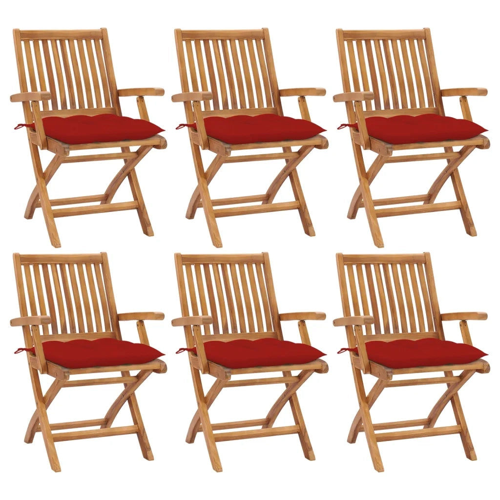 Sedie da Giardino Pieghevoli con Cuscini 6 pz Massello di Teak cod mxl 75190