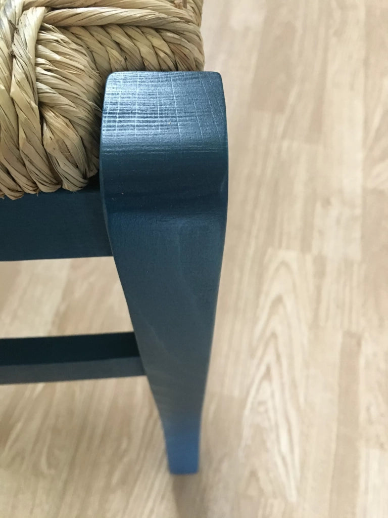 Set 2 sedie in legno massello finitura anilina blu/paglia - Mobili 2G
