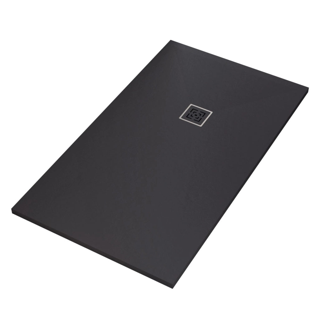 Piatto doccia in marmoresina nero effetto pietra cemento passion, misura 75x180
