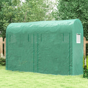 Serra da giardino 300x100x200 cm con porta avvolgibile e 4 finestre, struttura in acciaio e copertura PE verde