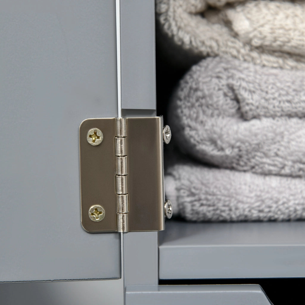 Mobile Colonna Bagno con Ripiani Aperti e Cassetti, in Legno, 15x33x136.8 cm, Grigio