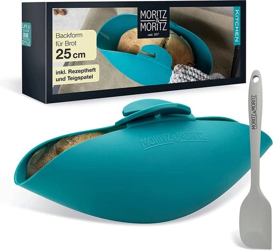Forma per pane in silicone da 25 cm Ø - teglia per pane e torta - teglia in silicone per verdure - inclusa spatola per impasto e libretto di ricette