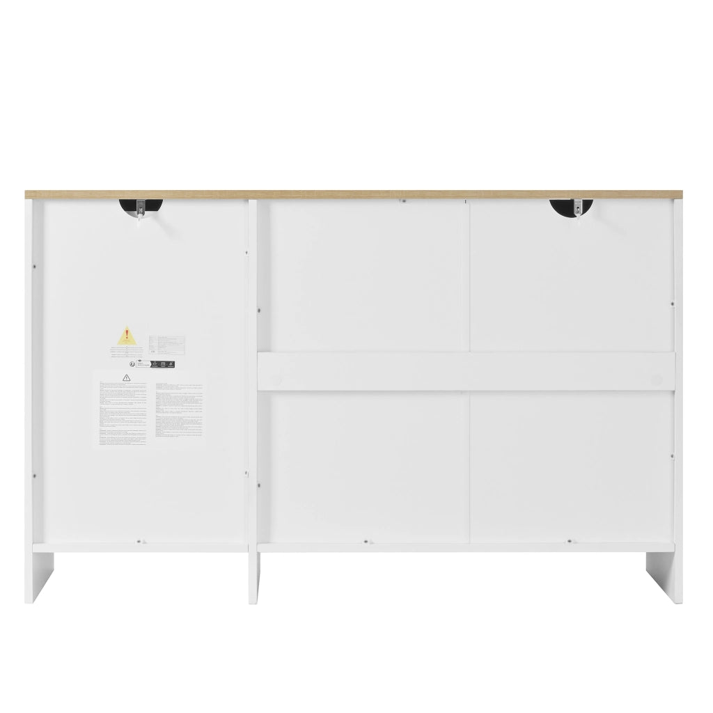 Credenza 3 Ante e 1 Cassetto ¨C MINIMAL ¨C Legno Naturale e Bianco 120x40x75 cm