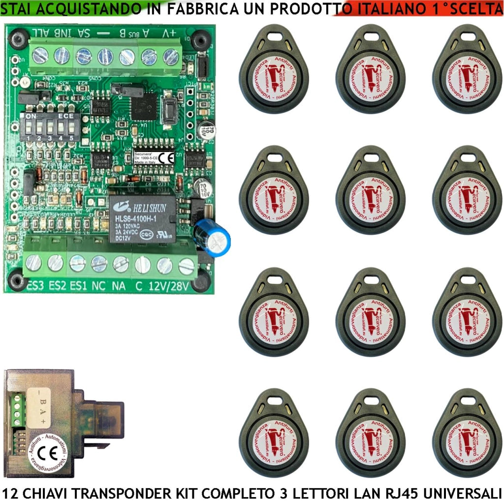 Chiave di Prossimità Alimentazione 12/24 Vac Uscita Relè Contatto C.NC.NA 2 A a 24 V Funzione Impulsiva o Stabile 12 Chiavi TAG Lettore Modulo LAN Universale 501 RJ45 Segnale di Stato Con 4 Led GRVB
