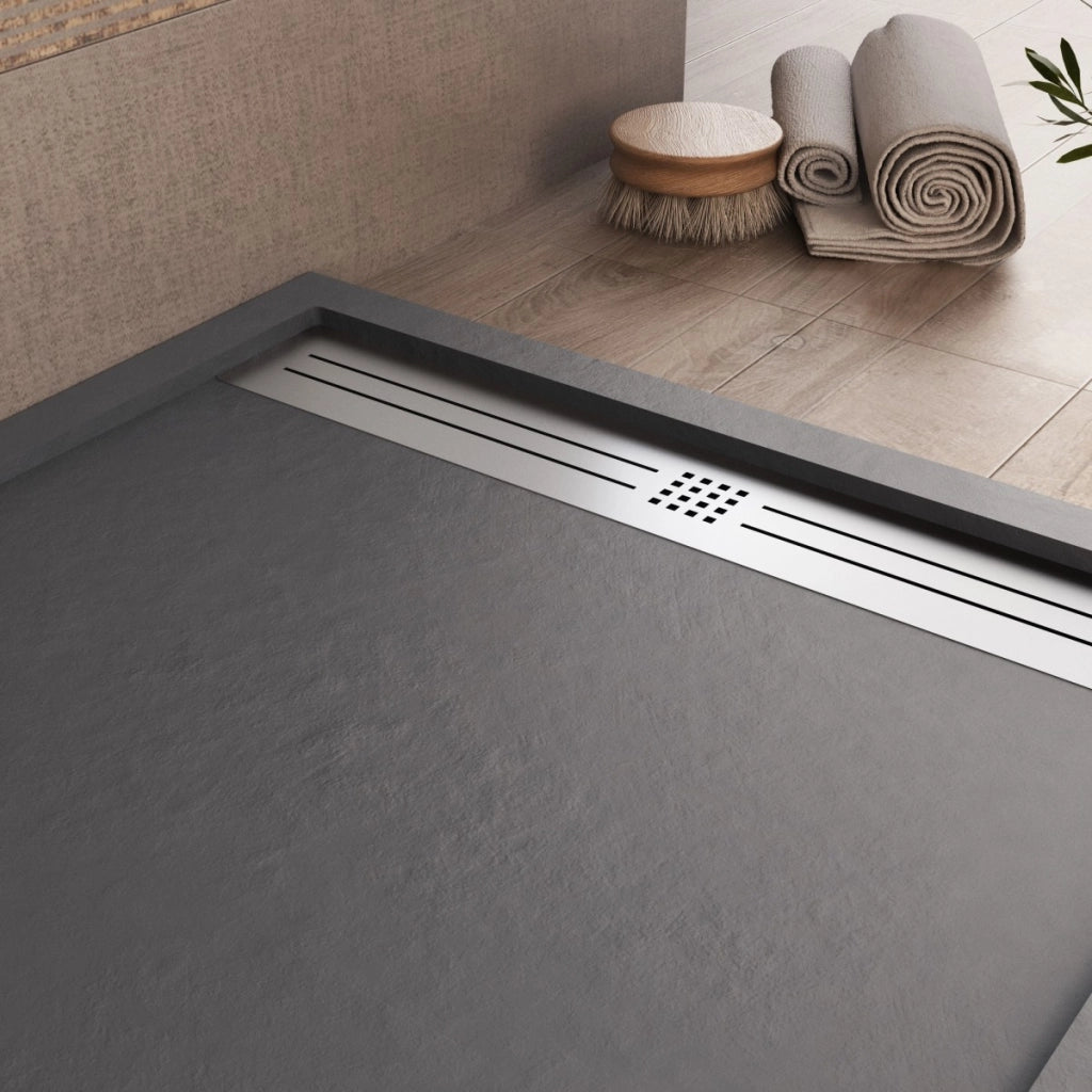 Piatto doccia in marmoresina grigio scuro effetto pietra cemento relax, misura 90x200