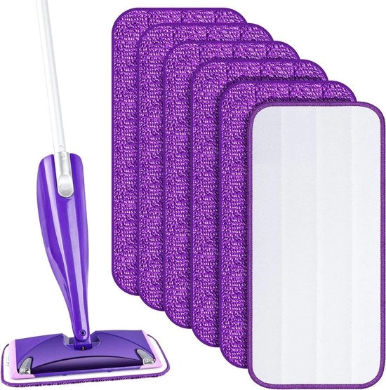 Dweilvervangingsdoeken microvezel per 6 unità - dweilpads per vloerreiniging - dweilvervangingsdoeken herbruikbaar - compatibile con Swiffer WetJet - per pulizia di pavimenti in legno duro (30 x 14 cm)