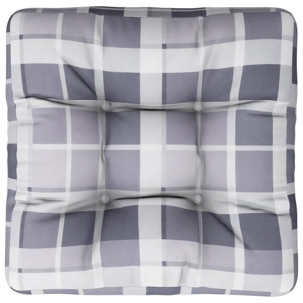 vidaXL Cuscino per Pallet Motivo a Quadri Grigi 60x60x12 cm in Tessuto