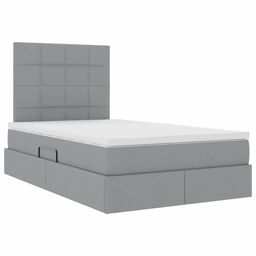 Letto con contenitore e LED con led Grigio chiaro 120 x 200 cm