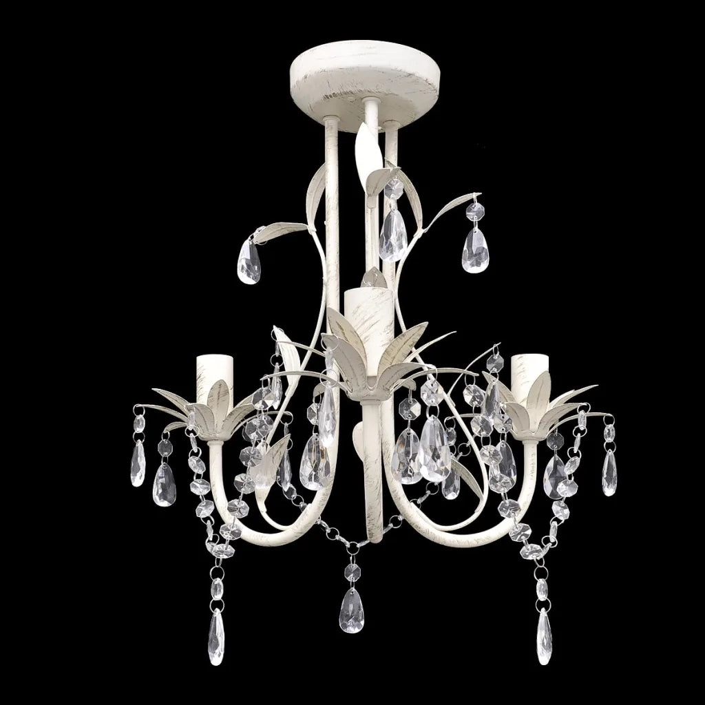 Lampadari con Pendenti in Cristallo 2 pz Bianco Elegante CFW1303383