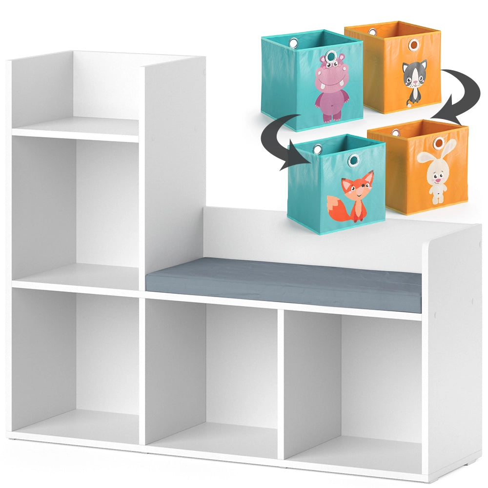 Vicco Scaffale per bambini Bianco 30.9 x 88.6 cm con 2 scatole pieghevoli opt.1