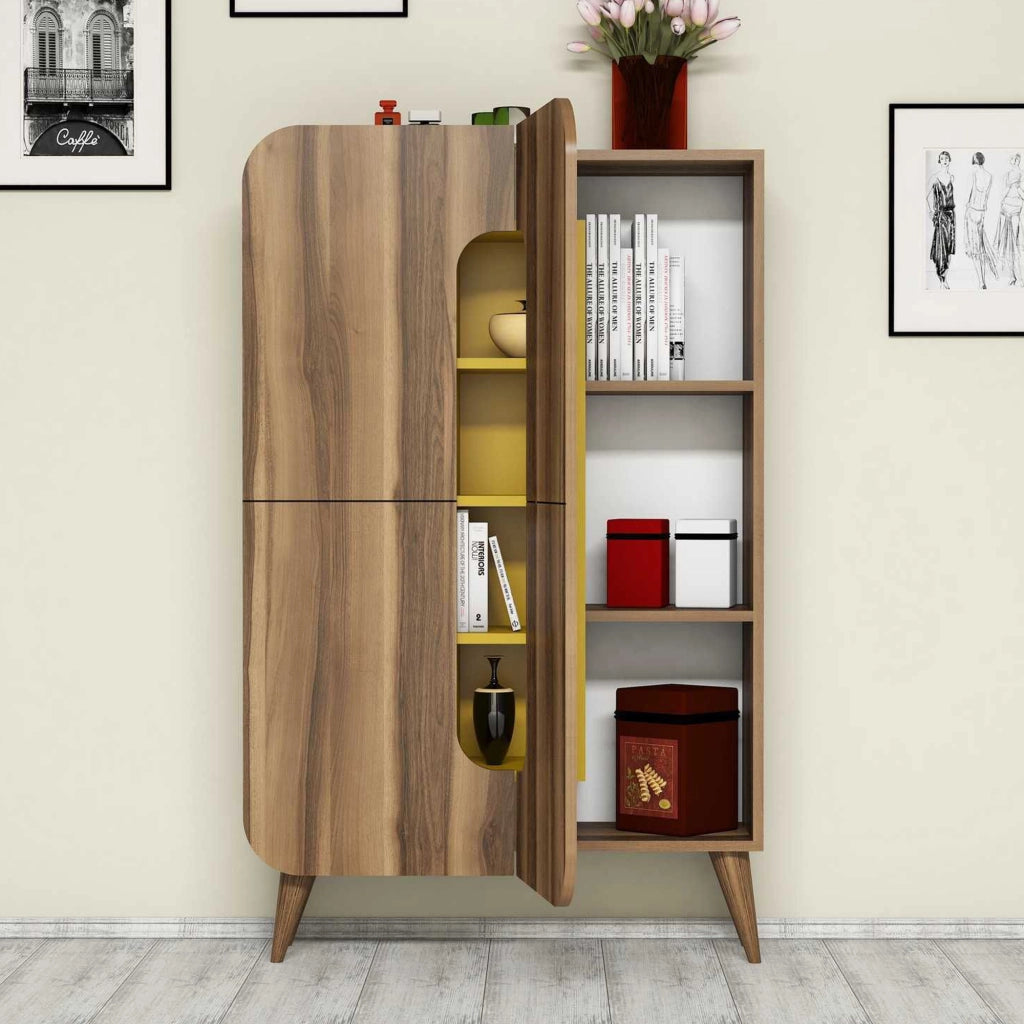 Madia Paularo, Credenza 7 Ripiani, 93x32x144h cm Marrone Noce