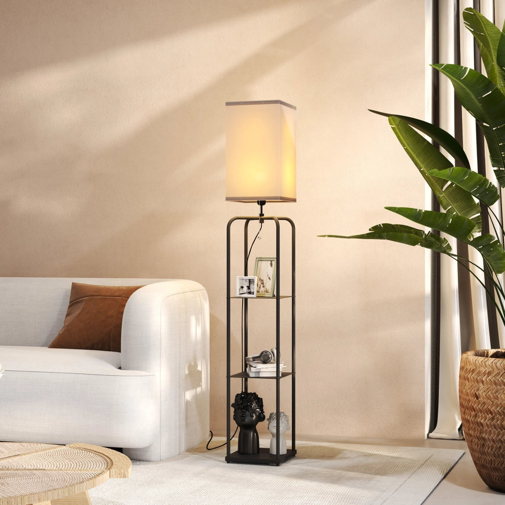 Lampada da terra con ripiani ¨C zephmum ¨C Tessuto, Interruttore a catena