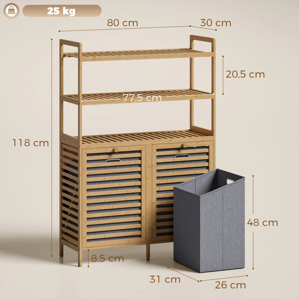 Armadio biancheria con ante ribaltabili e cesti ¨C zephmum ¨C quercia 80x40x180
