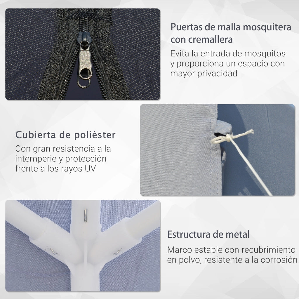 Carpa da Giardino ¨C zephmum ¨C Grigio 3x3 m con Rete Moschiera