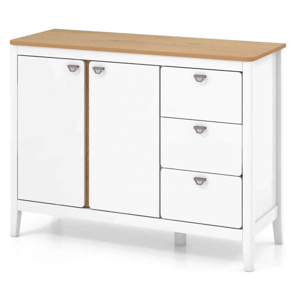 Mobile da cucina con 2 ante e 3 cassetti scorrevoli 106 x 40 x 80 cm capiente stile moderno MDF bianco 20_0010210