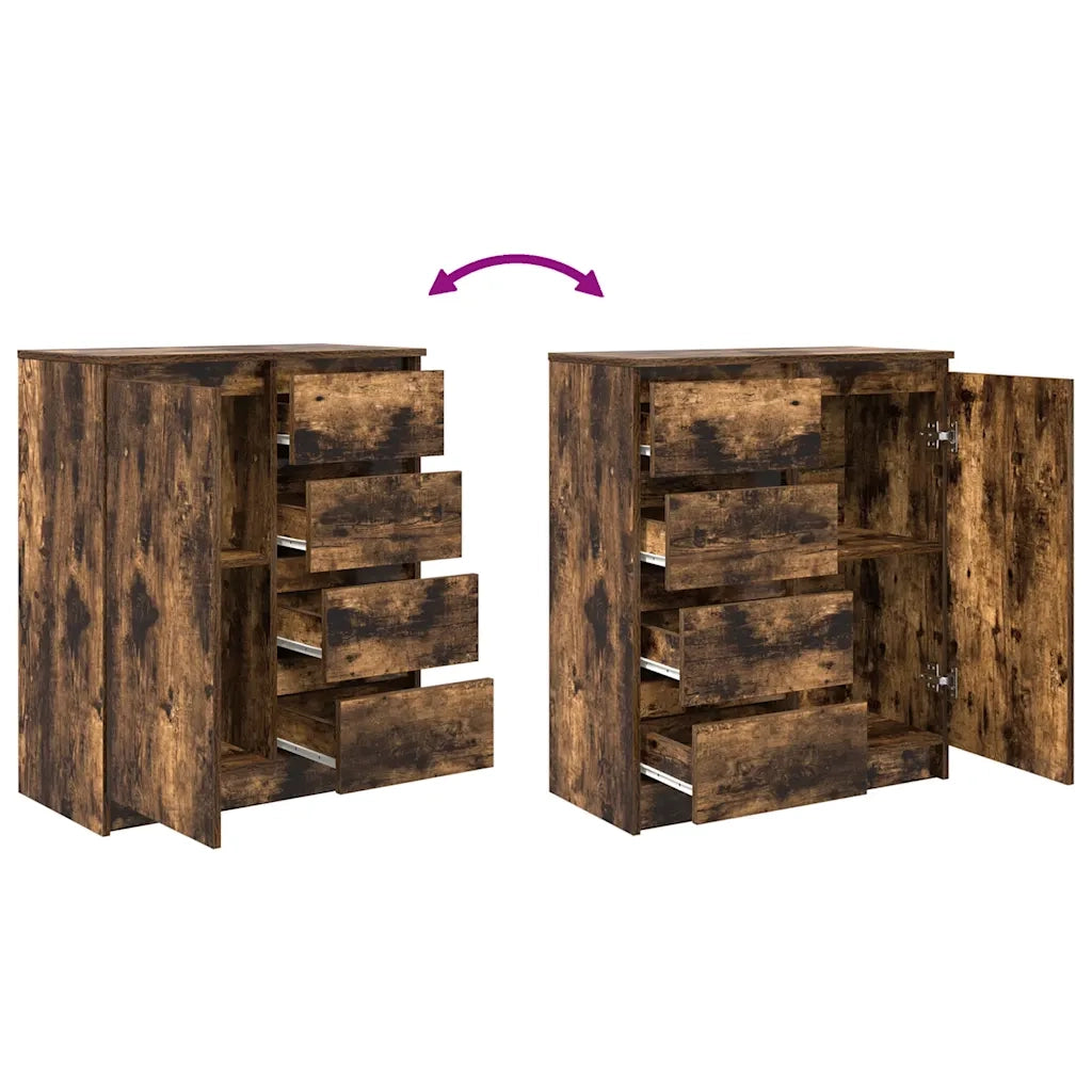 Credenza con Cassetti Rovere Fumo 71x35x84 cm in Truciolato