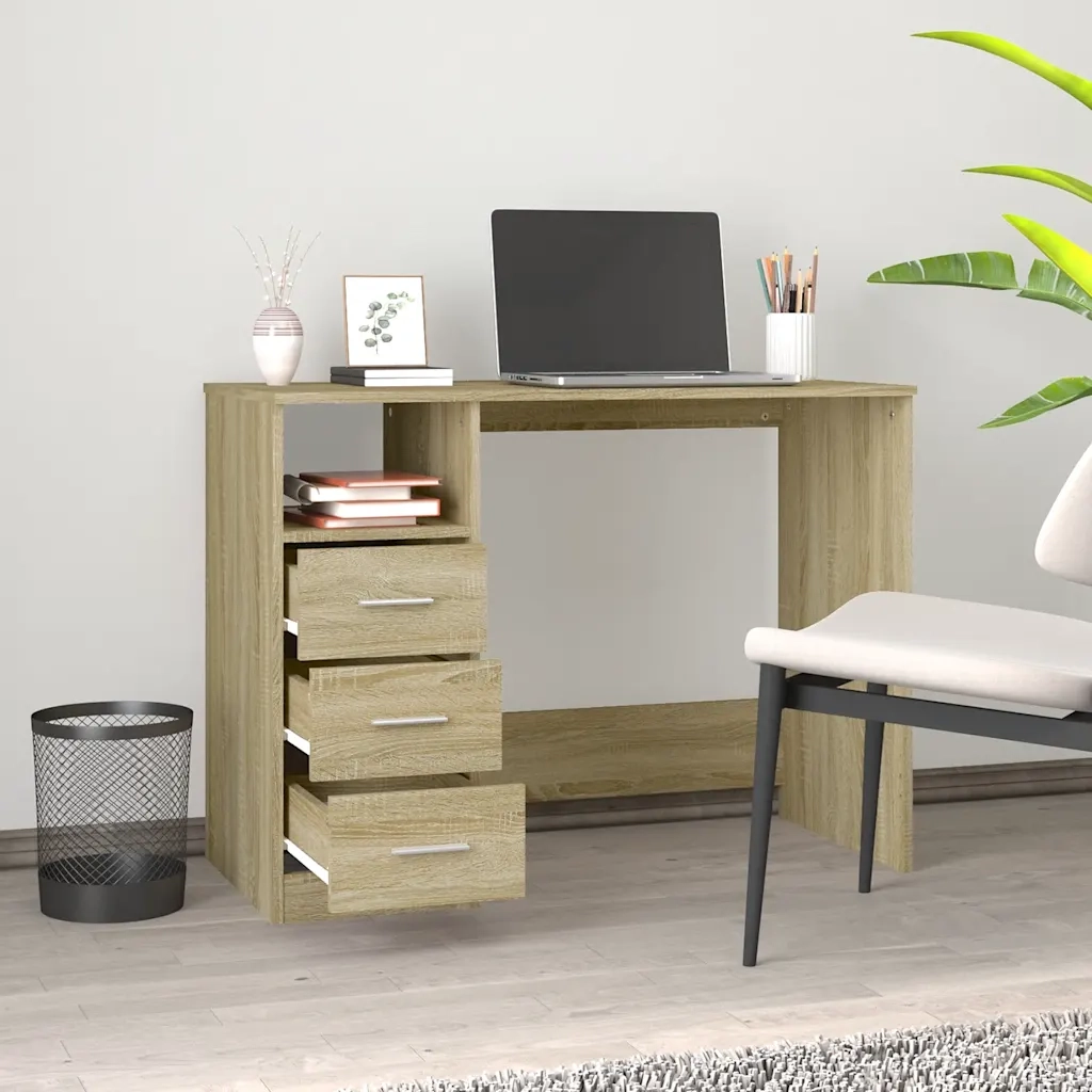 Scrivania | Tavolo da Ufficio Cassetti Rovere Sonoma 102x50x76 cm Legno Multistrato