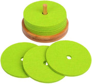 Onderzetters per vetro, velluto, sottopanchine per vetro, set da 8 incluso supporto in bambù, rotondi - per bicchieri, tazze, sottopanchine per tavolo, sottopanchine per bicchieri, verde
