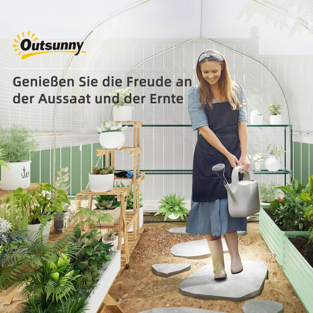Serra da giardino 3x2x2 m con pareti arrotolabili, copertura in plastica UV e telaio in acciaio ¨C zephmum ¨C bianco