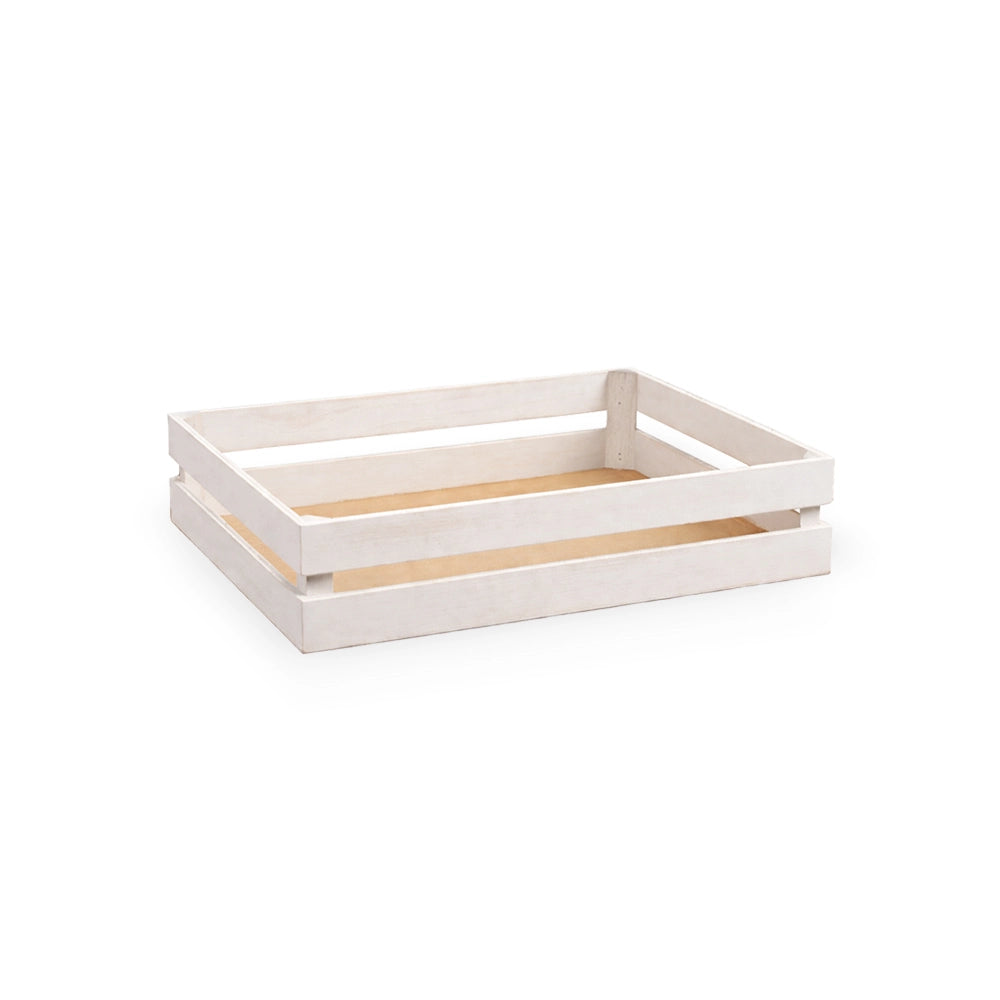 Cassette contenitori in Legno naturali Bianche da 5 Pezzi 28 X 18 X h 8 cm