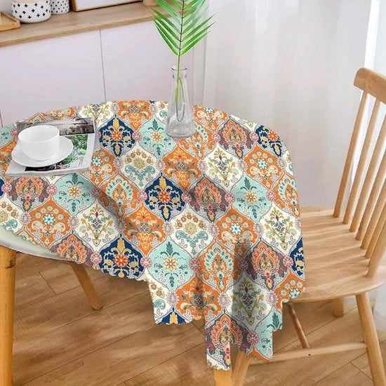 Tela da tavolo, tovaglia da tavolo boho, rotonda, 150 cm, lavabile, tenda da tavolo all'aperto, tovaglia da tavolo per giardino, per cucina, tavolo da pranzo, tavolo da salotto, per feste, per cene