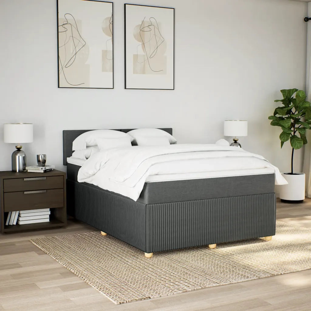 Giroletto a Molle con Materasso Grigio Scuro 160x200 cm Tessuto 3289801