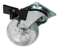 ruota x mobili trasparente diametro 50 mm con piastra+freno cod:ferx.93780
