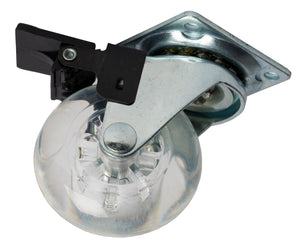 ruota x mobili trasparente diametro 50 mm con piastra+freno cod:ferx.93780