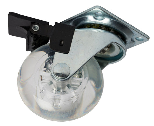 ruota x mobili trasparente diametro 50 mm con piastra+freno cod:ferx.93780